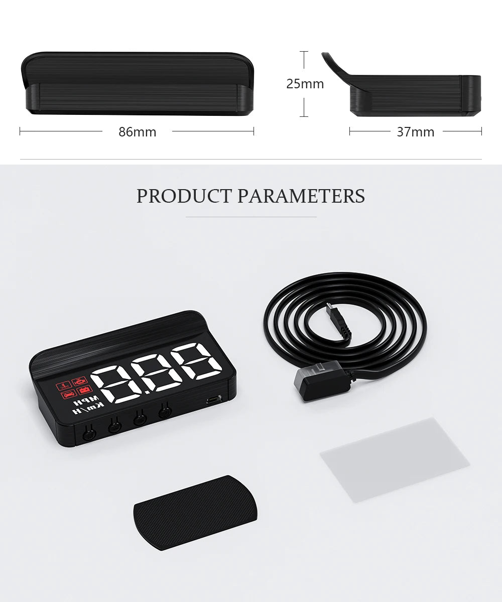 Projetor de Painel VELOCIMETRO DIGITAL PARABRISA OBD2 UNIVERSAL