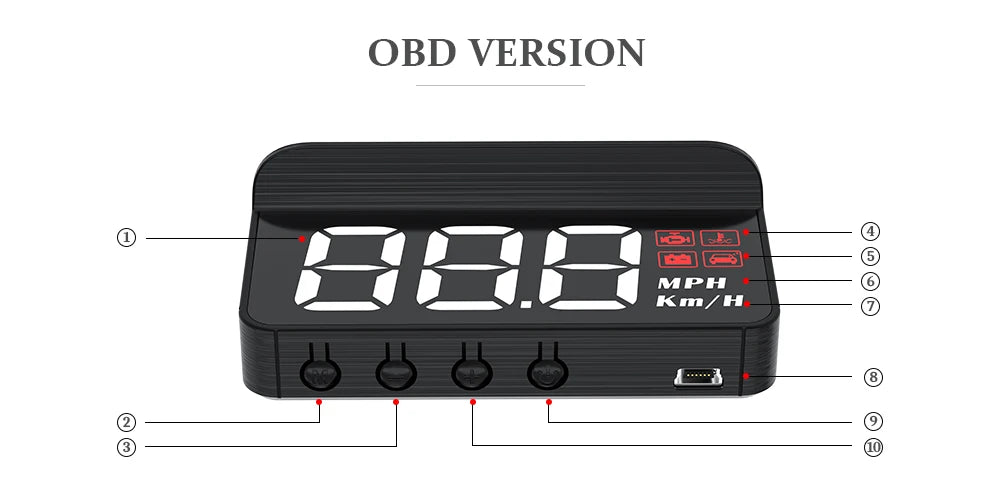 Projetor de Painel VELOCIMETRO DIGITAL PARABRISA OBD2 UNIVERSAL