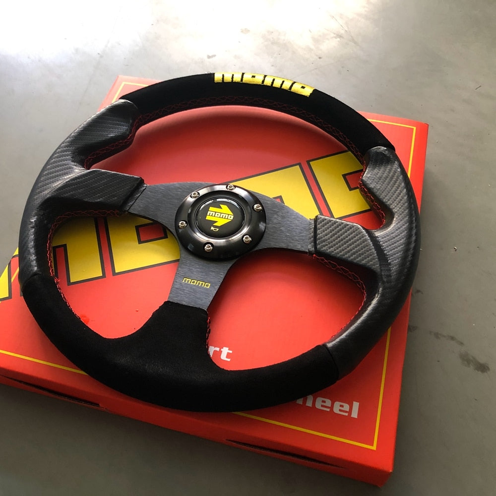 Volante Racing MOMO Preto & Amarelo - Universal