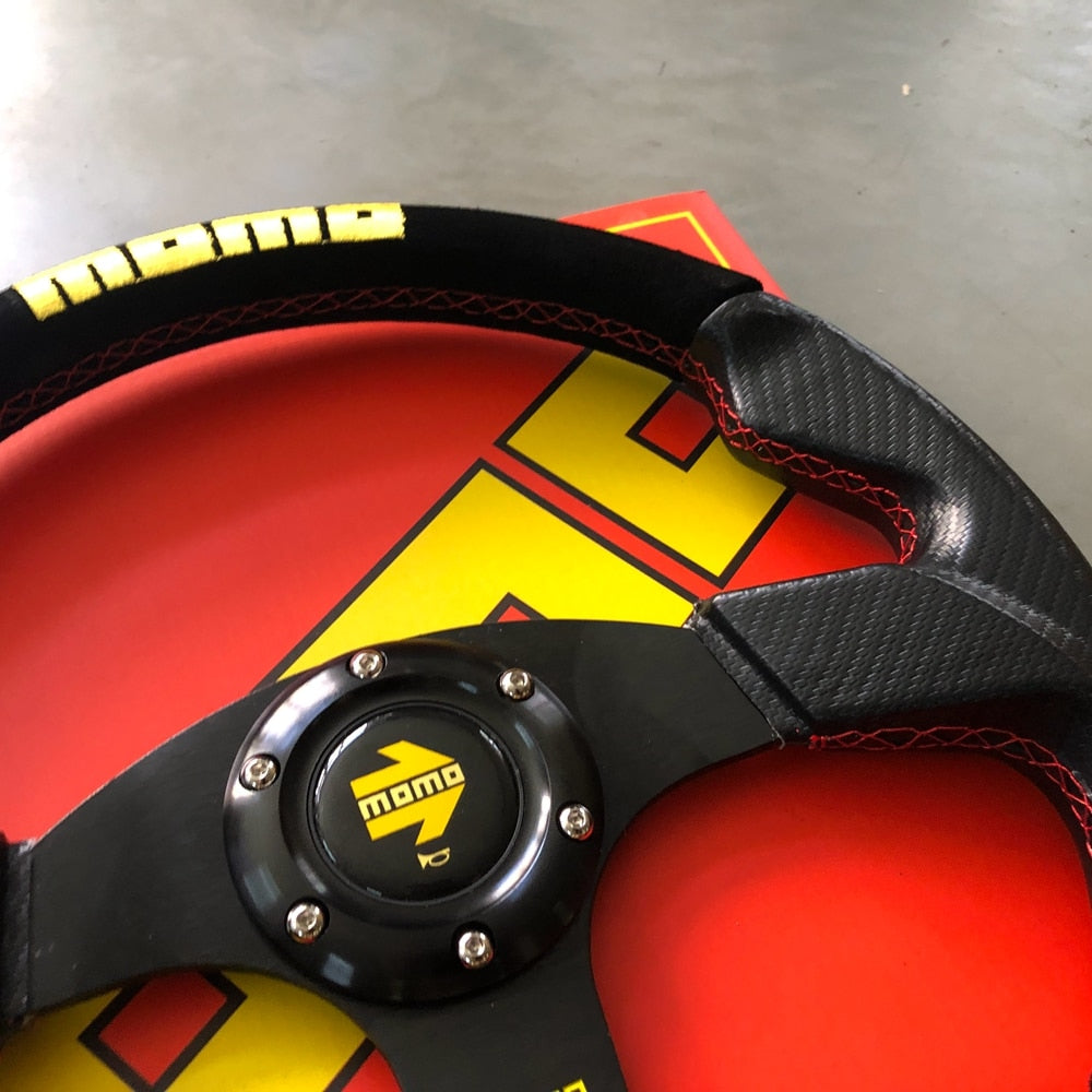 Volante Racing MOMO Preto & Amarelo - Universal