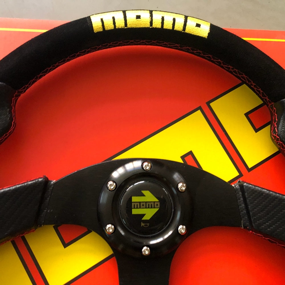 Volante Racing MOMO Preto & Amarelo - Universal