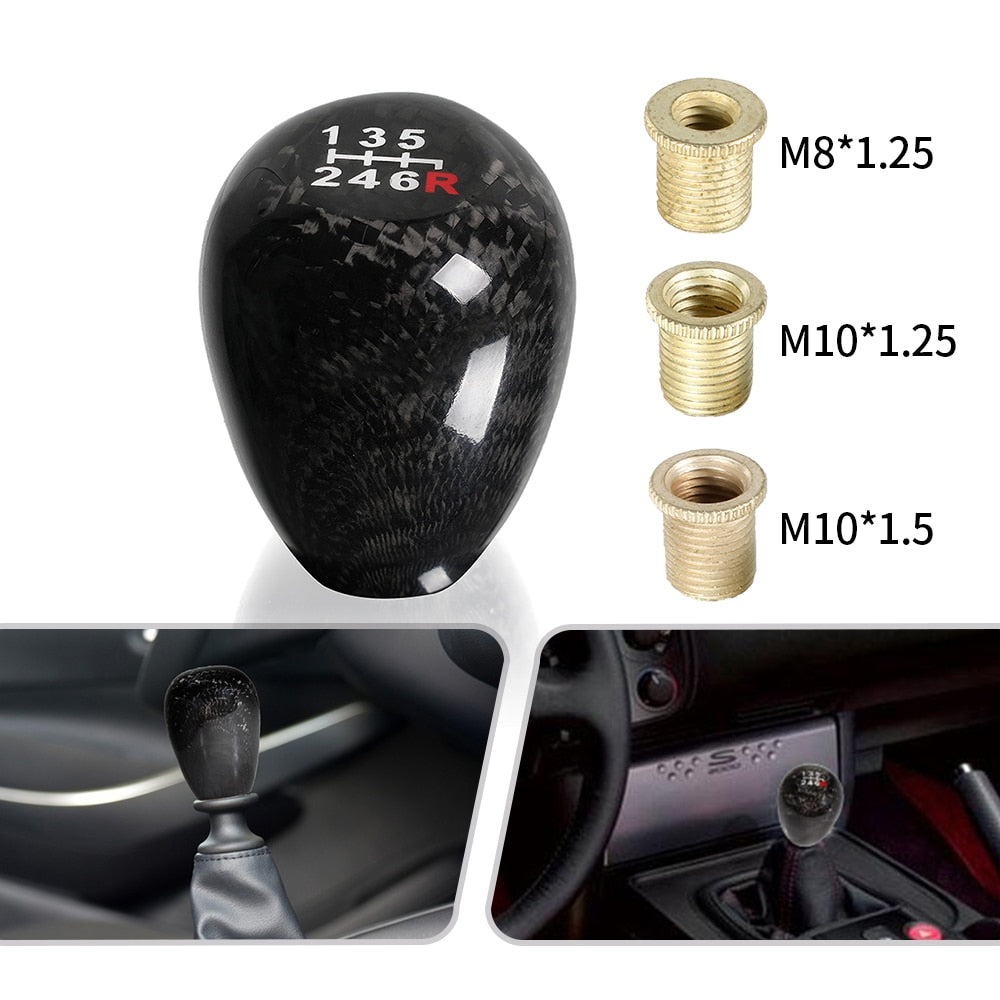 Manopla Black Tuning 5 & 6 Marchas Fibra de Carbono - Universal