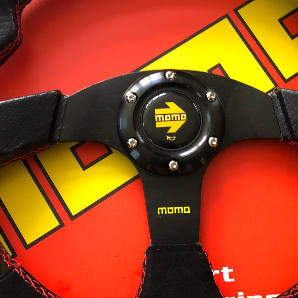 Volante Racing MOMO Preto & Amarelo - Universal