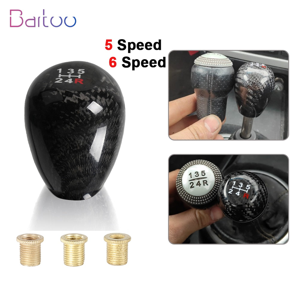 Manopla Black Tuning 5 & 6 Marchas Fibra de Carbono - Universal